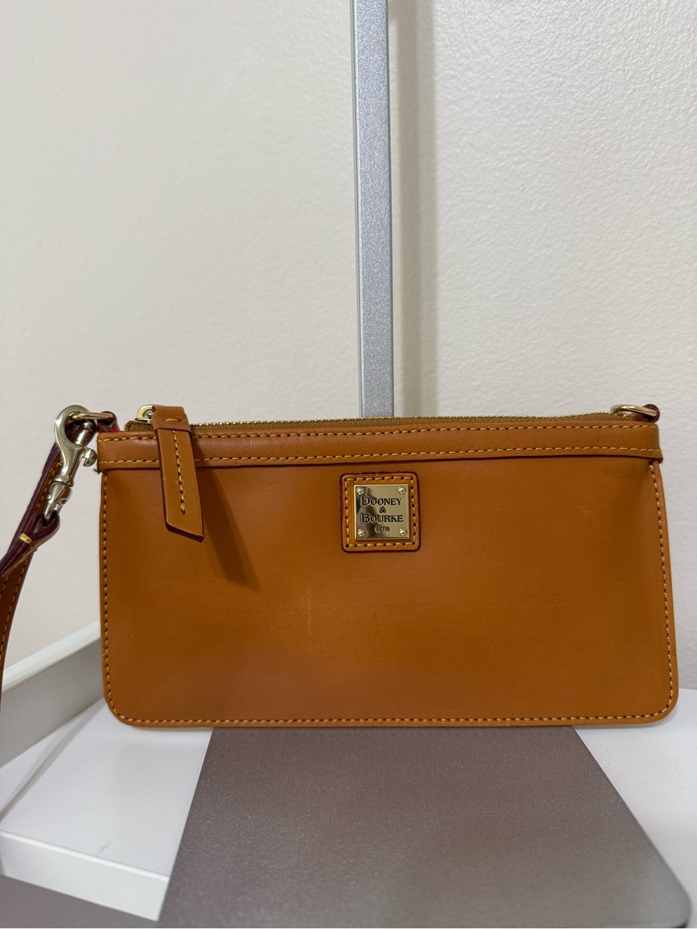 Dooney & Bourke Caramel Brown Leather Wristlet.